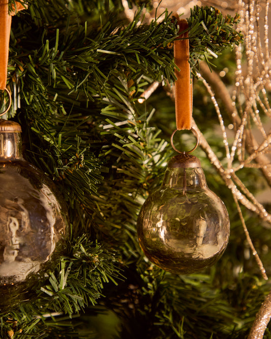Set de 4 boules de Noël Piril en verre recyclé marron Ø 6 cm