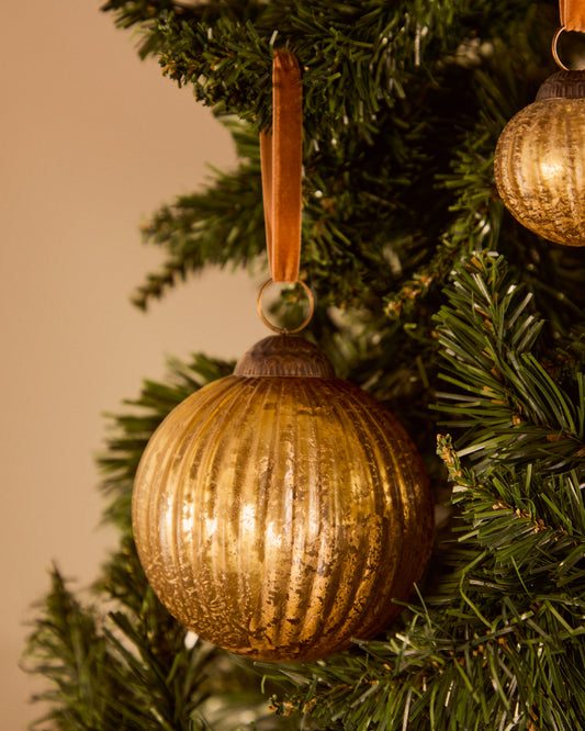 Boule de Noël Elur en verre recyclé doré Ø 15 cm