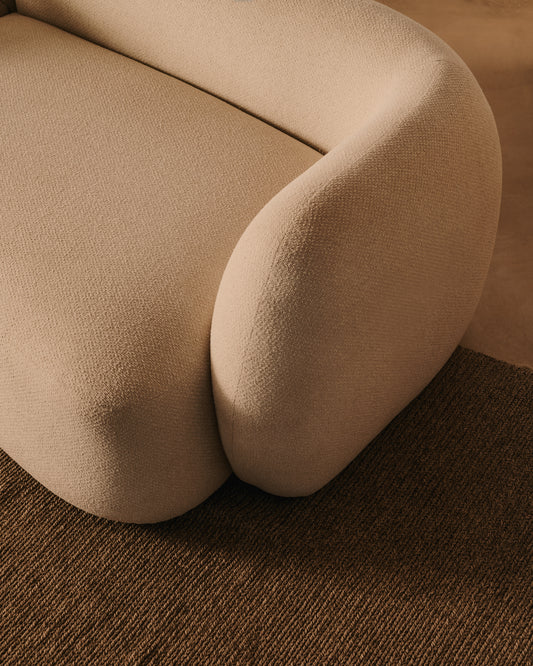 Canapé modulable Martina 2 places en chenille avec méridienne droite couleur écrue 230 cm