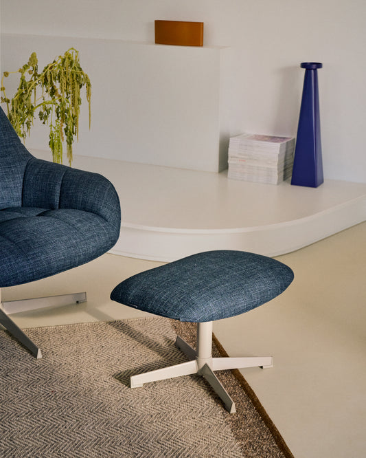 Repose-pieds pivotant Jaspe bleu et métal avec finition grise FSC™ 100%.