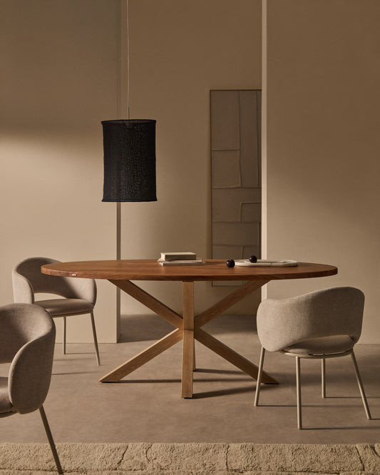Table ovale Argo en bois d’acacia et pieds en acier effet bois Ø 200 x 100 cm