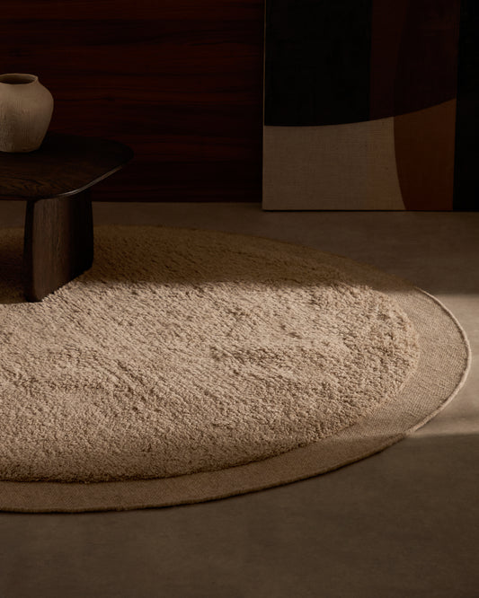 Tapis rond Marely en laine beige Ø 200 cm