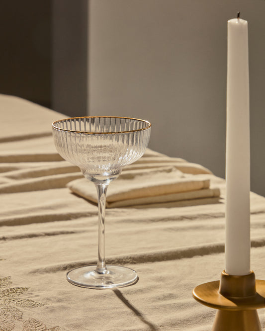 Coupe à champagne Ayan en verre transparent et détail doré 28 cl