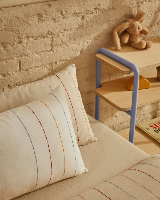 Ensemble Indani housse de couette, taie d’oreiller, drap housse coton bio à rayures lit 90 cm