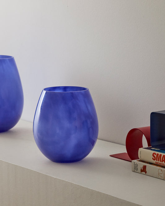 Vase Kelse en verre bleu 21 cm