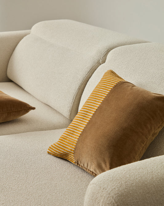 Housse de coussin Samit 100% coton velours avec rayures en relief moutarde 45 x 45 cm
