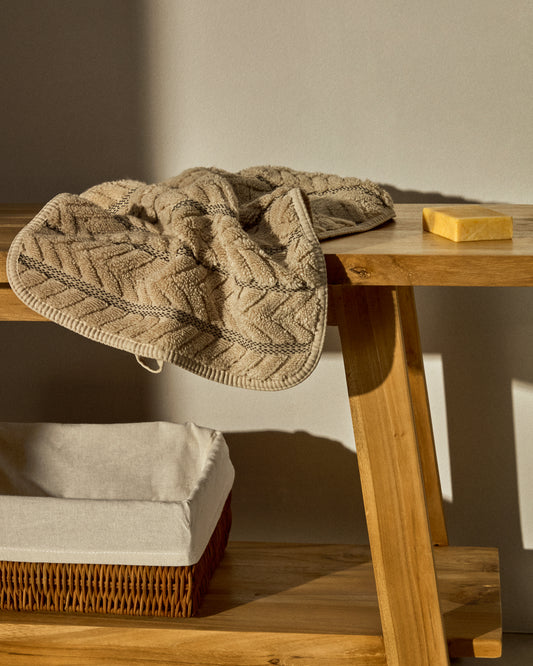 Essuie-mains Rune 100 % coton jacquard beige 30 x 50 cm