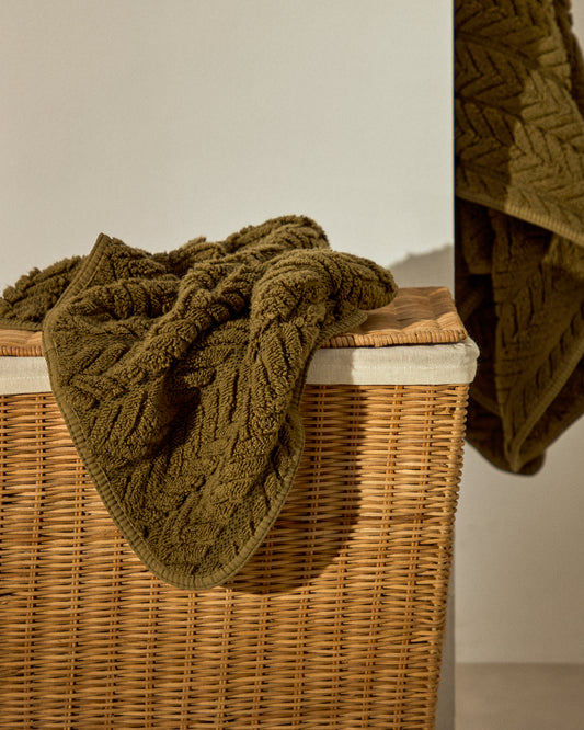 Serviette de toilette Rune 100 % coton jacquard vert 50 x 90 cm