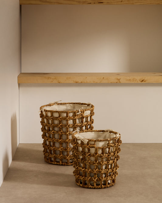 Ensemble Dilam de 2 paniers en fibres naturelles Ø 30 cm / Ø 38 cm