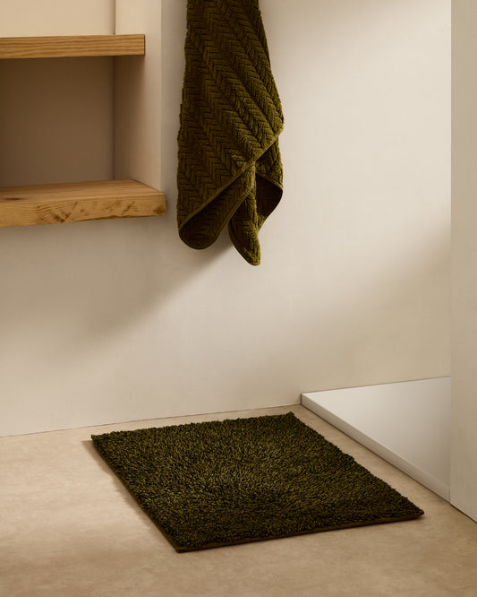 Tapis de salle de bain Coper en coton vert 50 x 70 cm