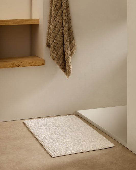 Tapis de salle de bain Uvite 100% coton blanc 50 x 70 cm