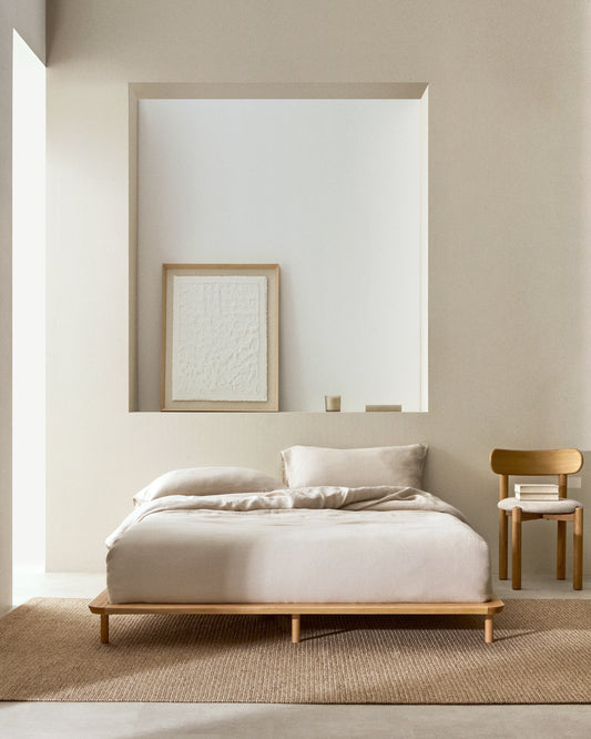 Lit Anielle en bois de frêne pour matelas de 160 x 200 cm