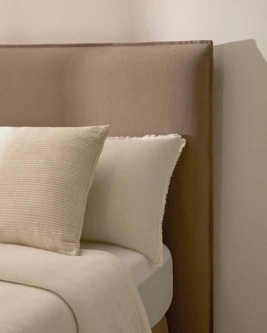 Tête de lit déhoussable Jaira en lin et coton taupe pour lit de 150 cm FSC Mix Credit