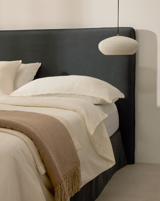 Tête de lit déhoussable Jaira en lin et coton gris anthracite pour lit de 150 cm FSC Mix Credit
