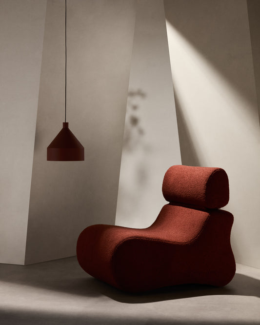 Fauteuil Club en tissu bouclette terracotta