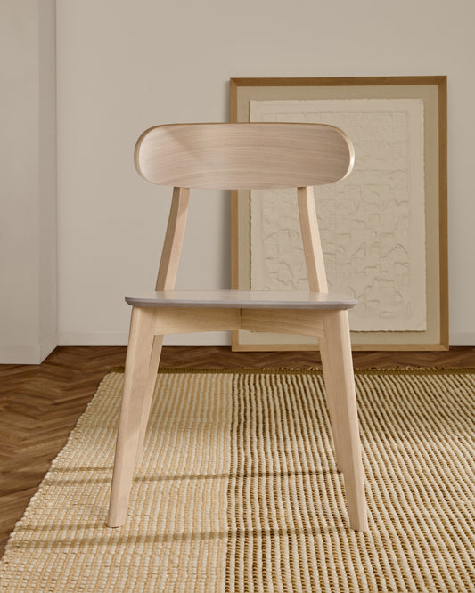 Chaise Safina en placage de chêne et bois d'hévéa