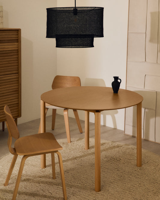 Table ronde Indara en placage de frêne avec finition naturelle Ø110 cm