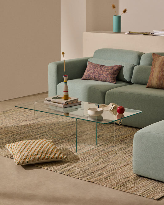 Table basse Zaren en verre trempé transparent 120 x 60 cm