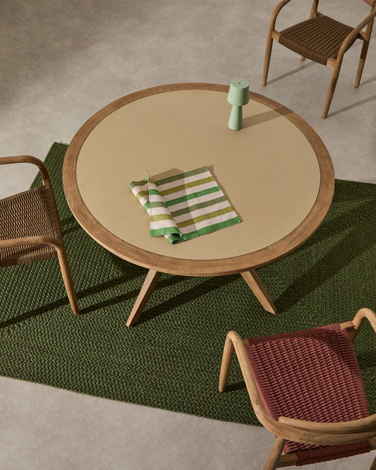 Table ronde Julieta en polyciment et bois d'acacia Ø 120 cm FSC 100 %