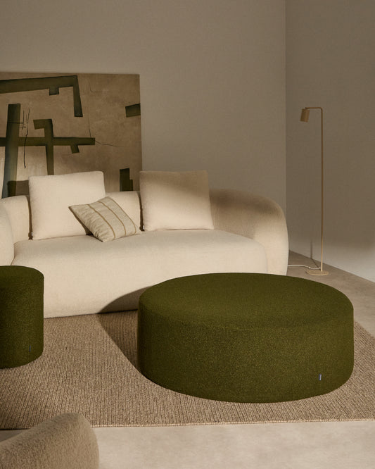 Housse pour repose-pieds Kaeli en bouclette vert Ø 120 cm