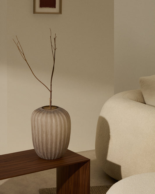 Vase Lumia en verre beige 38 cm