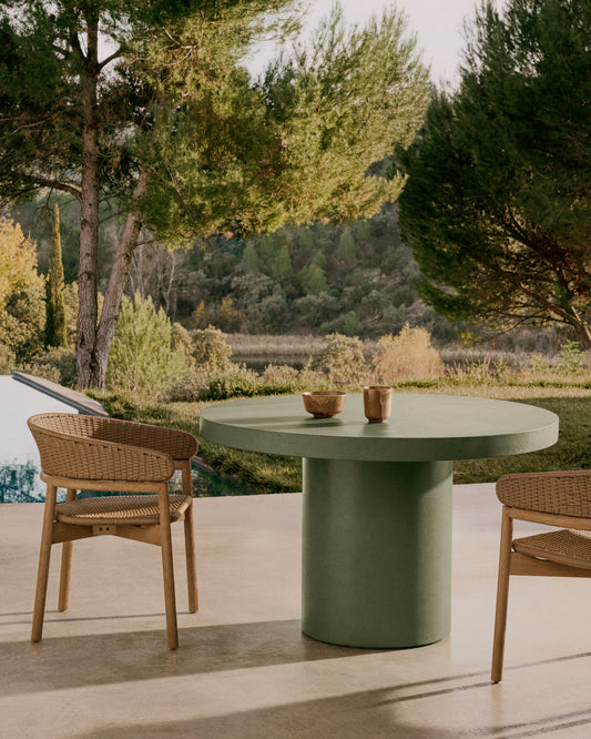 Table ronde Aiguablava en ciment vert Ø 120 cm