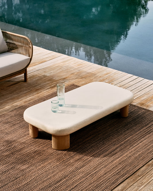 Table basse Labra en ciment et bois d’acacia 140 x 70 cm FSC 100%