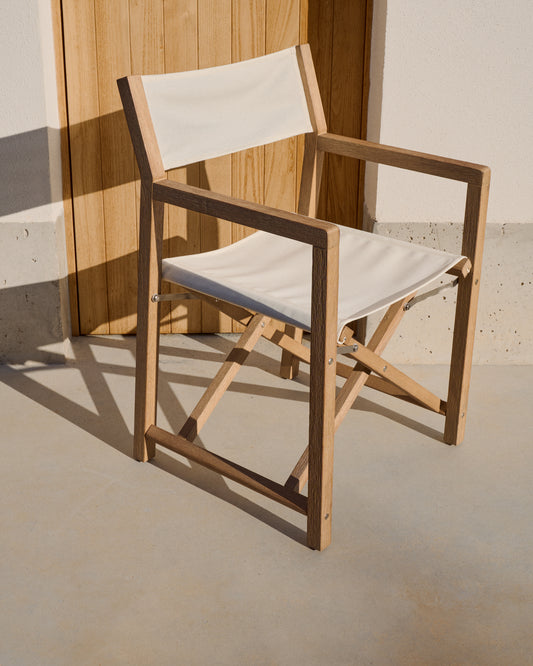 Chaise pliable d’extérieur Vilara blanche en bois d’acacia FSC 100%
