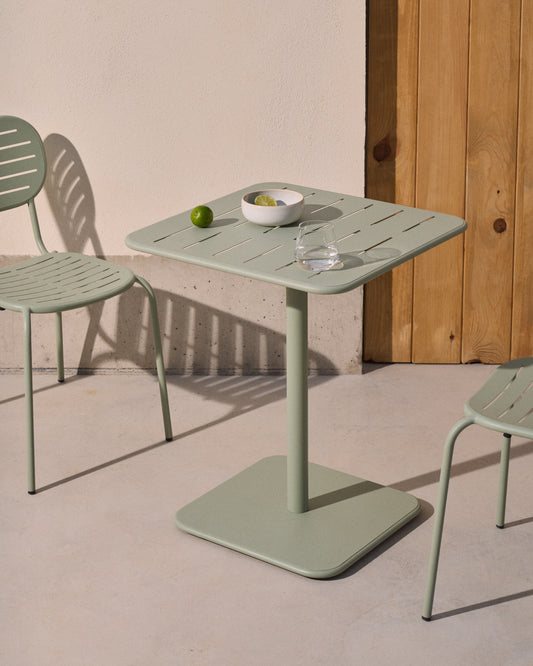 Table d’extérieur Brai en acier galvanisé turquoise 70 x 70 cm