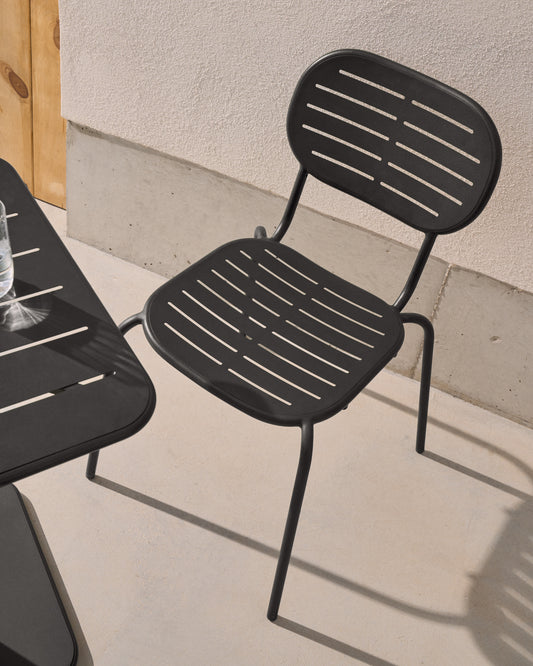 Chaise d’extérieur empilable Brai en acier galvanisé gris foncé
