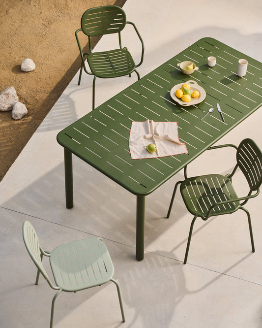 Table d’extérieur Brai en acier galvanisé vert 180 x 90 cm