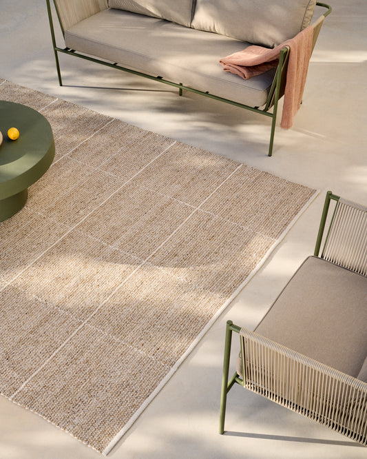 Tapis Nalian 100% PET à carreaux beige 200 x 300 cm
