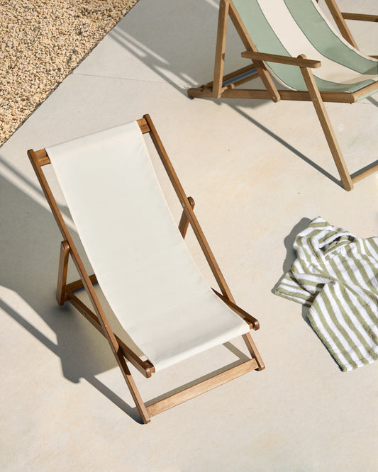 Transat d’extérieur pour enfant pliant Adredna beige en bois d’acacia FSC 100 %