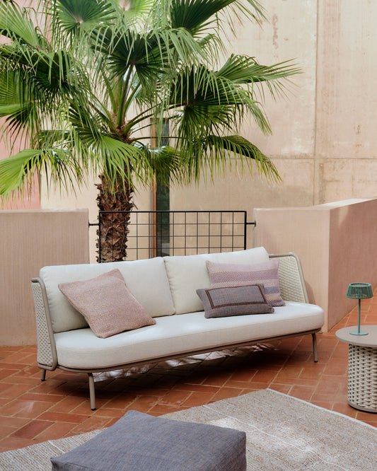 Canapé 3 places d’extérieur Sedalis en aluminium et corde taupe 210 cm