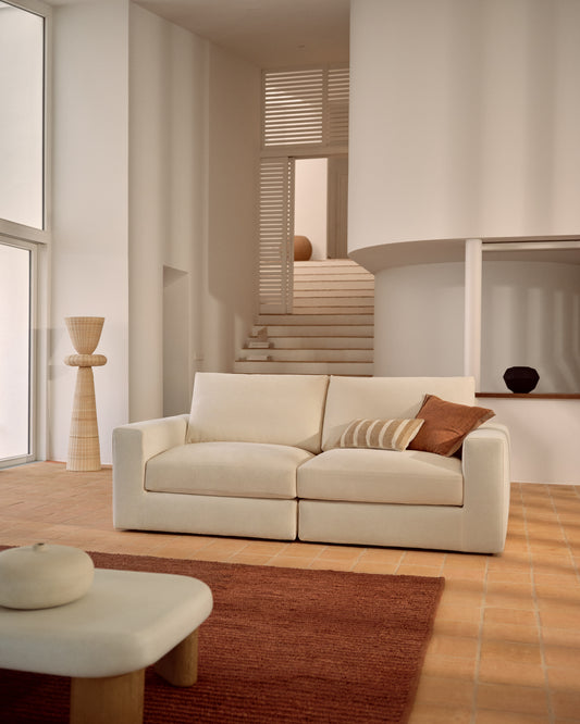 Canapé modulable déhoussable Alea 3 places chenille écrue 220 cm