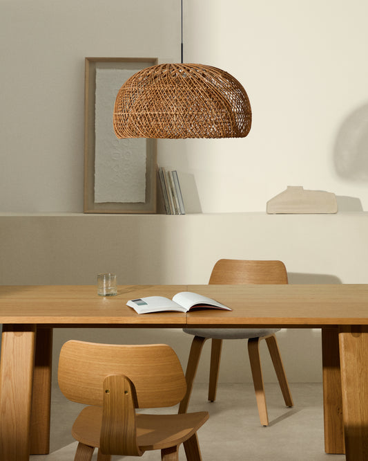 Abat-jour pour suspension Isora en rotin avec finition ton naturel Ø 60 cm
