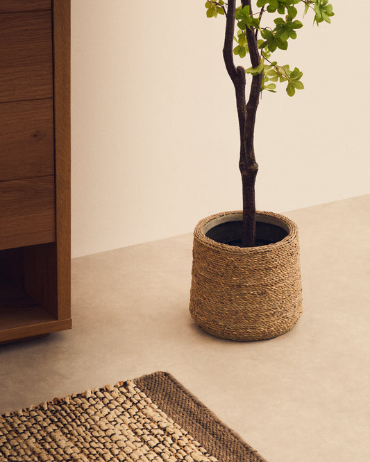 Ensemble Sigal de 2 cache-pots en ciment finition naturelle Ø 24 cm / 31 cm