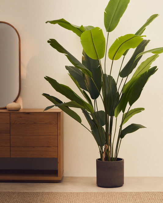 Bananier artificiel avec pot noir 210 cm