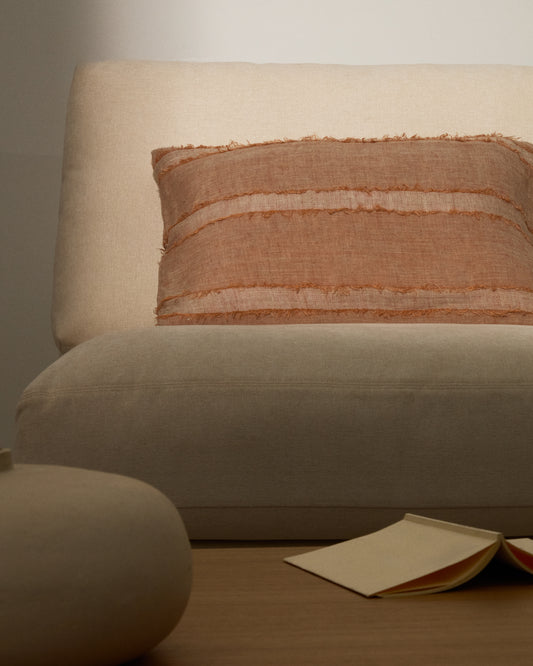 Housse de coussin Neris 100 % lin terracotta 40 x 60 cm