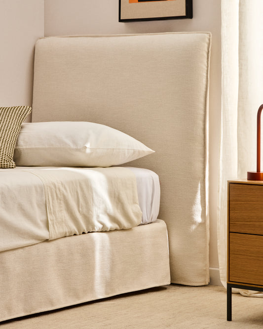 Housse pour tête de lit Jaira en chenille blanche pour lit jusqu’à 90 cm