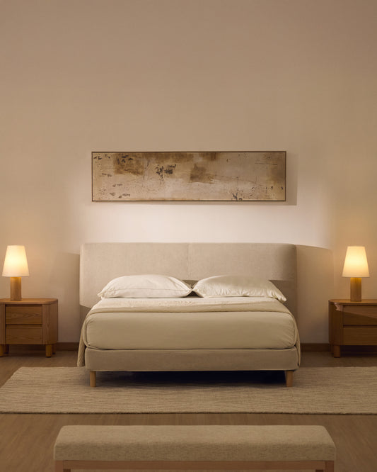 Tête de lit déhoussable Blok écrue pour lit jusqu’à 160 cm