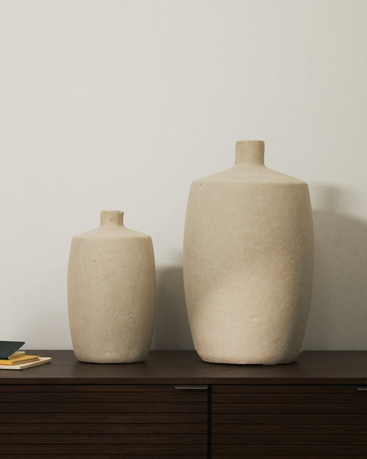 Vase Mireni en papier mâché beige Ø 26 cm