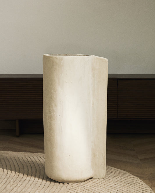 Vase Mireni en papier mâché beige 67 cm