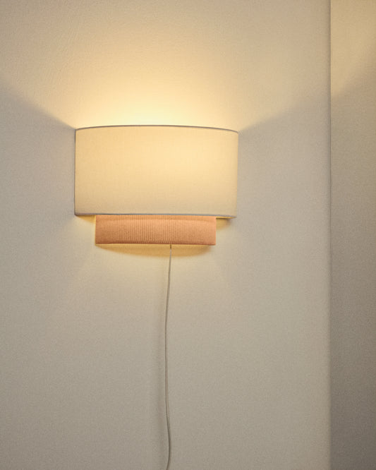 Applique murale Bianella en coton et velours côtelé beige Ø 40 cm