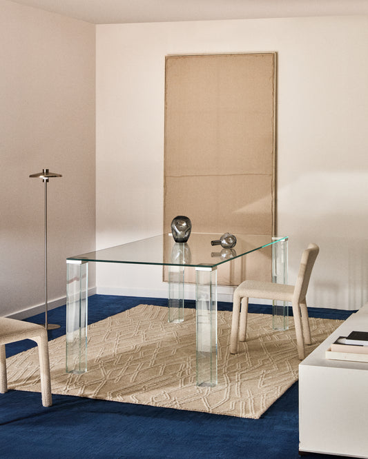 Table Adularia en verre trempé transparent 160 x 90 cm