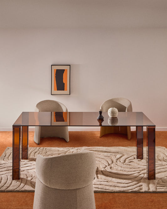 Table Adularia en verre trempé marron 160 x 90 cm