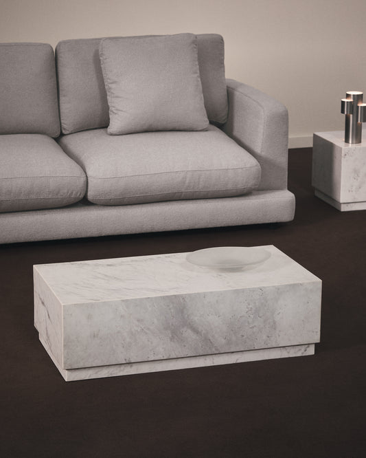 Table basse Sorein en marbre blanc 100 x 50 cm