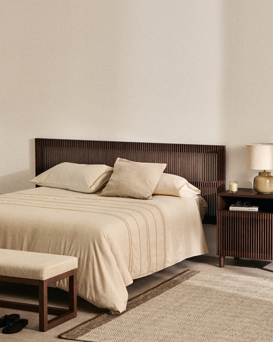 Tête de lit Beyla en bois de frêne massif avec finition ton noyer pour lit jusqu’à 180 cm FSC 100 %
