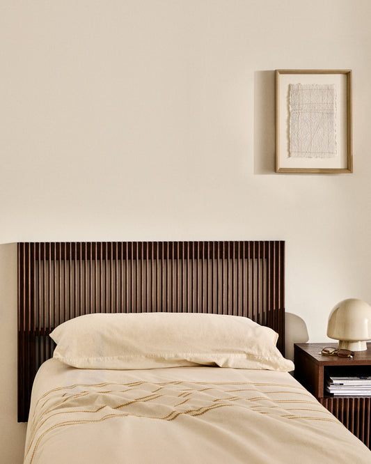 Tête de lit Beyla en bois de frêne massif avec finition ton noyer pour lit jusqu’à 90 cm FSC 100 %