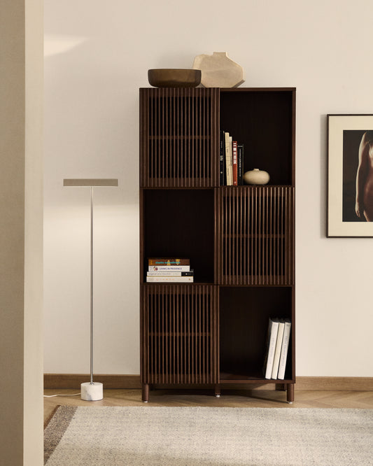Étagère Beyla en placage et bois de frêne avec finition ton noyer 84,5 x 170 cm FSC 100 %